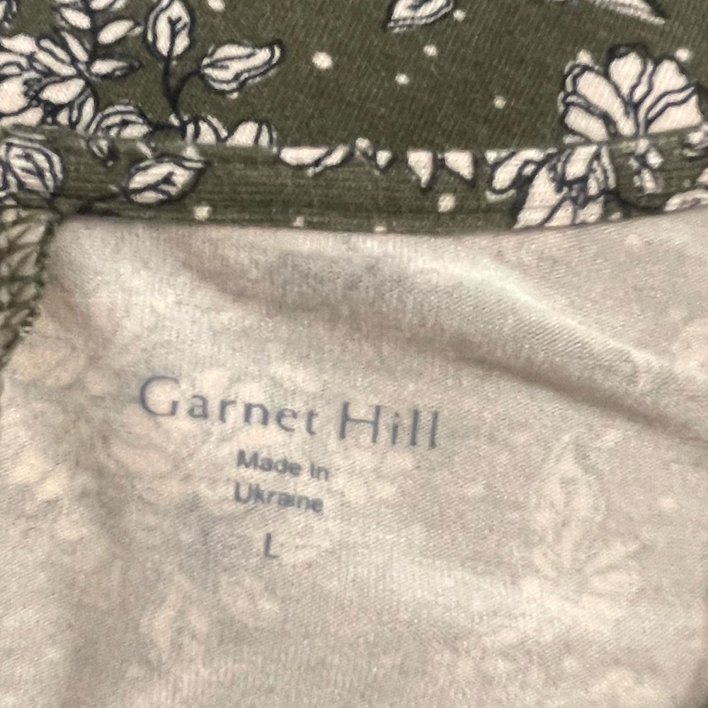 Garnet Hill Seamed Knit Trapeze Green Floral Stretch Tencel Blend Casual Dress L - Picture 7 of 10